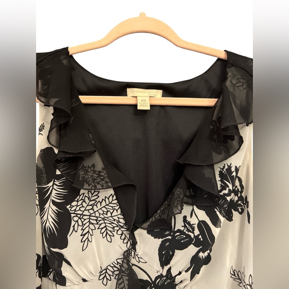 Jonathan Martin Floral Black and White Midi Women's Dress Sz 18 - Picture 4 of 7